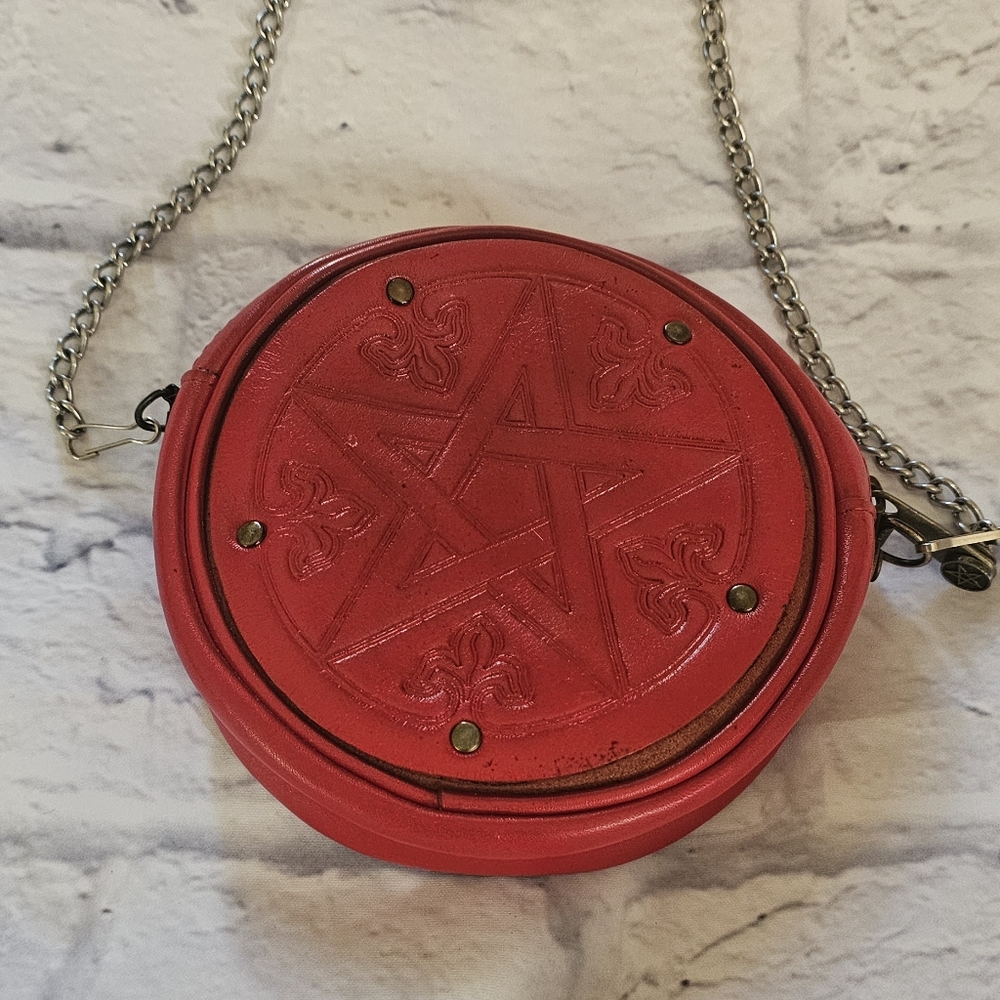 Red Circle Genuine Leather Purse By Alchemy Gothic
